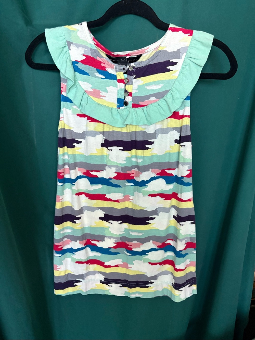 Marc By Marc Jacobs Multicolor Striped Ruffle Neck shirt